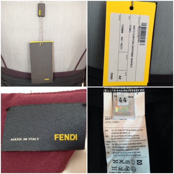 FENDI Silk Chiffon Dress w/ Aubergine Slip IT42 - Picture 8 of 8